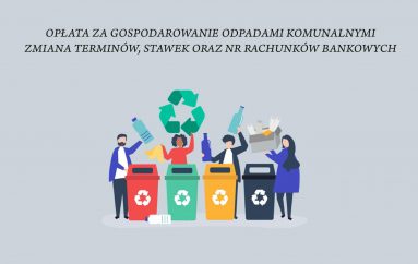 Opłata za gospodarowanie odpadami komunalnymi – zmiana terminów, stawek oraz nr rachunków bankowych