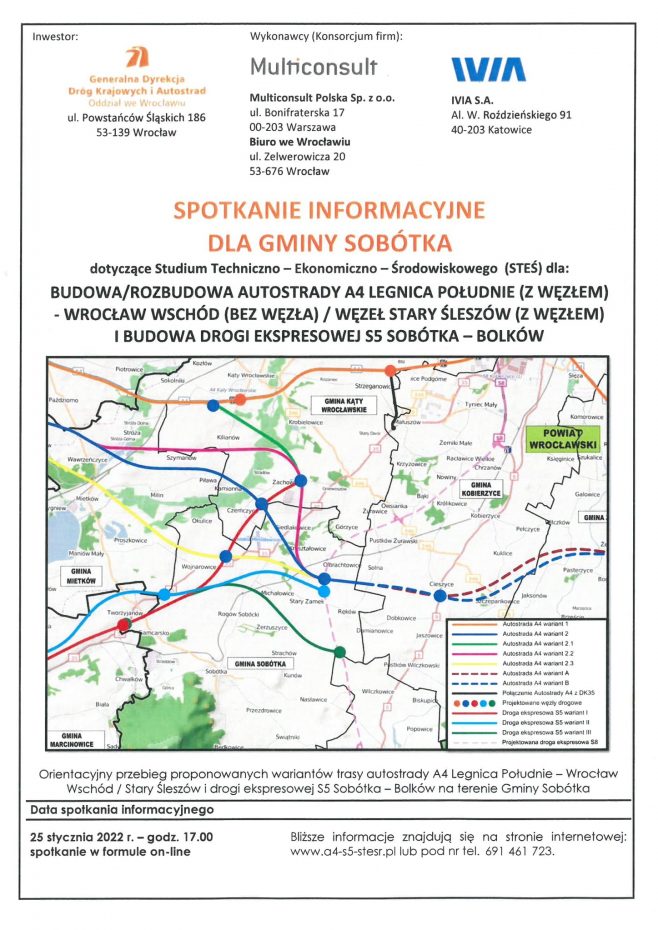 Ważny komunikat o trasie szybkiego ruchu S5 i autostradzie A4 w gminie Sobótka