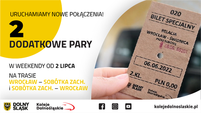 Od 2 lipca w weekendy pojadą dodatkowe pociągi na trasie Wrocław - Sobótka Zachodnia