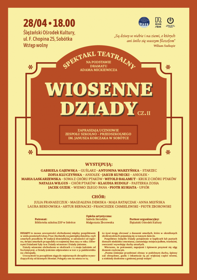 Spektakl teatralny - Wiosenne Dziady cz. II