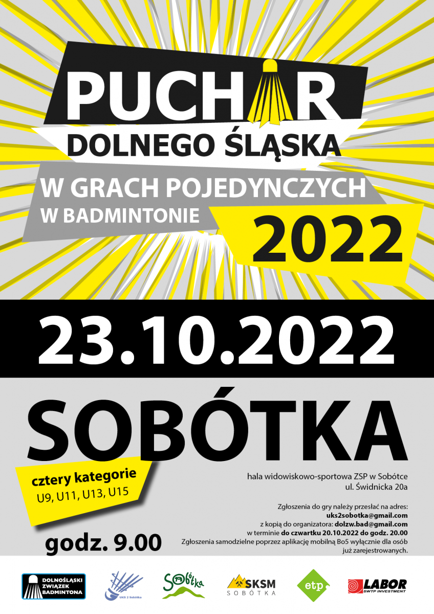 BADMINTON - PUCHAR DOLNEGO ŚLĄSKA W GRACH POJEDYŃCZYCH 2022
